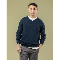 JERSEY SCOTTA V NECK WOOL AZÚL